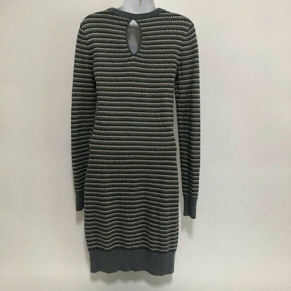 French Connection Gray Blue Gold Black Striped Knit Sweater Dress Women's Size 6 - Picture 6 of 12